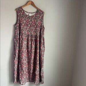 Son de Flor Ditsy Floral Sleeveless Linen Midi Dress L/XL